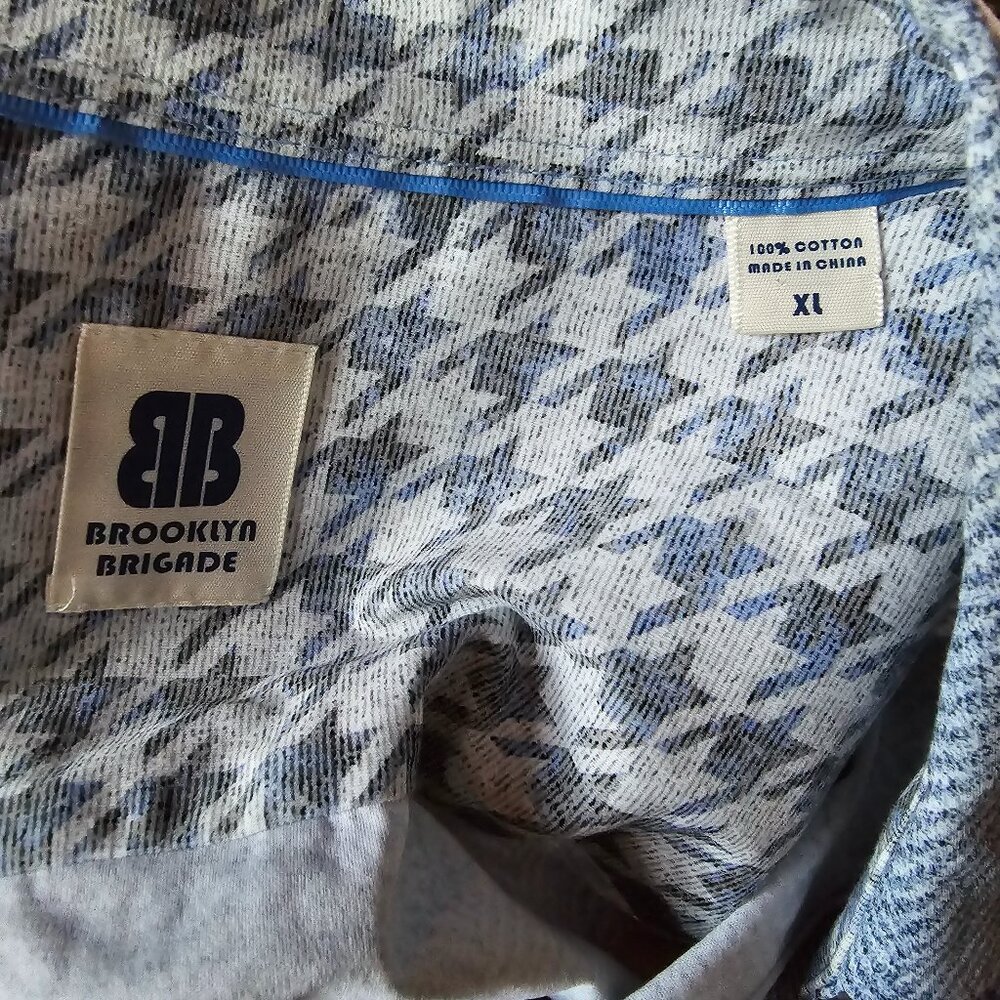 NWOT BROOKLYN BRIGADE (XL) Men's Casual Blue Heathered/Checkered Button Up - Picture 6 of 6